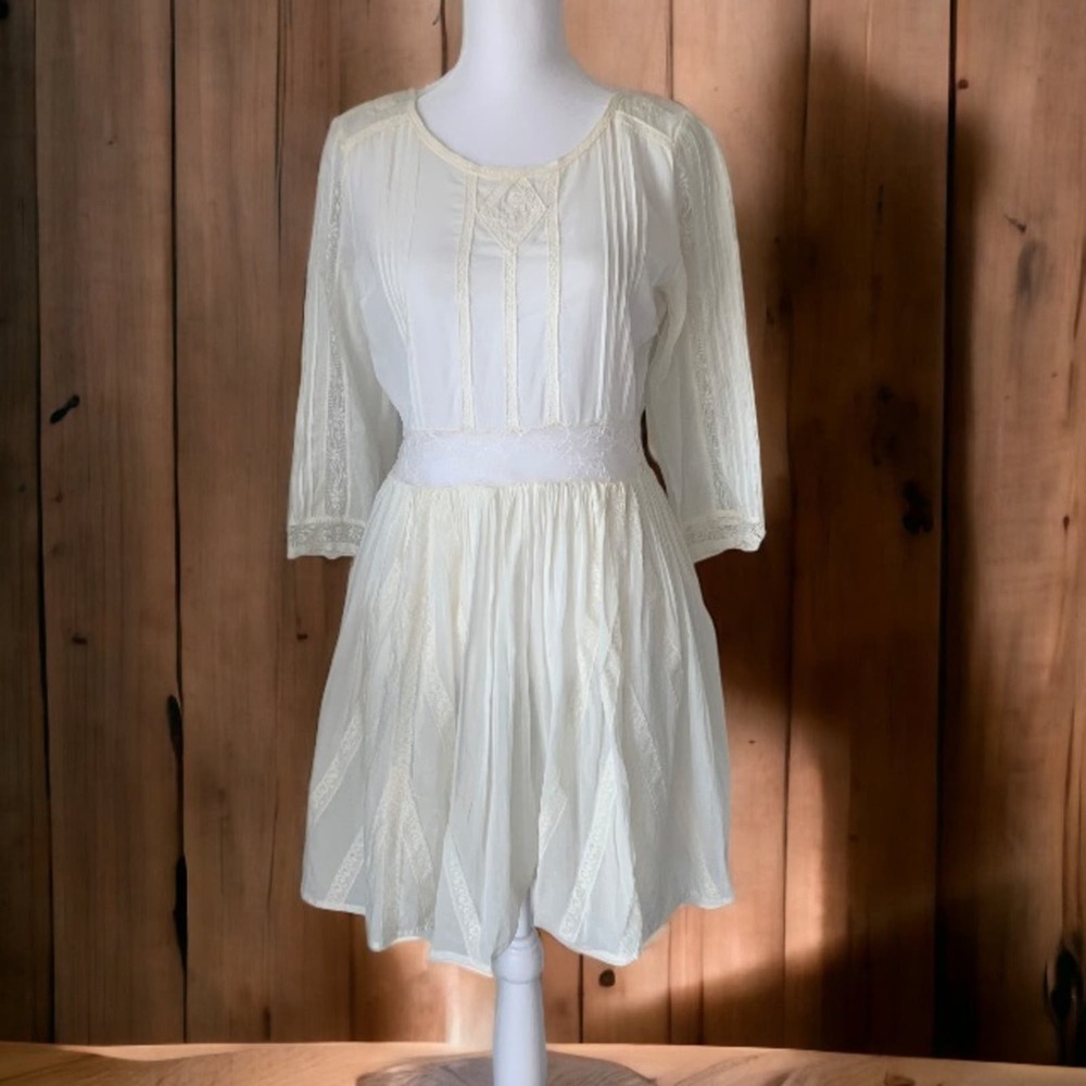 Free People Cream Lace Mini Dress